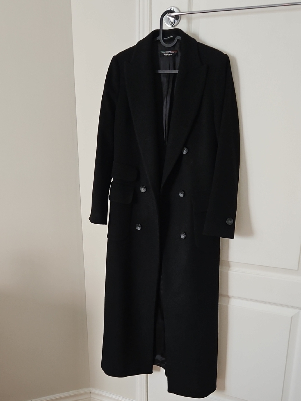 Simons Long Black Wool Suit Jacket Made In Italy